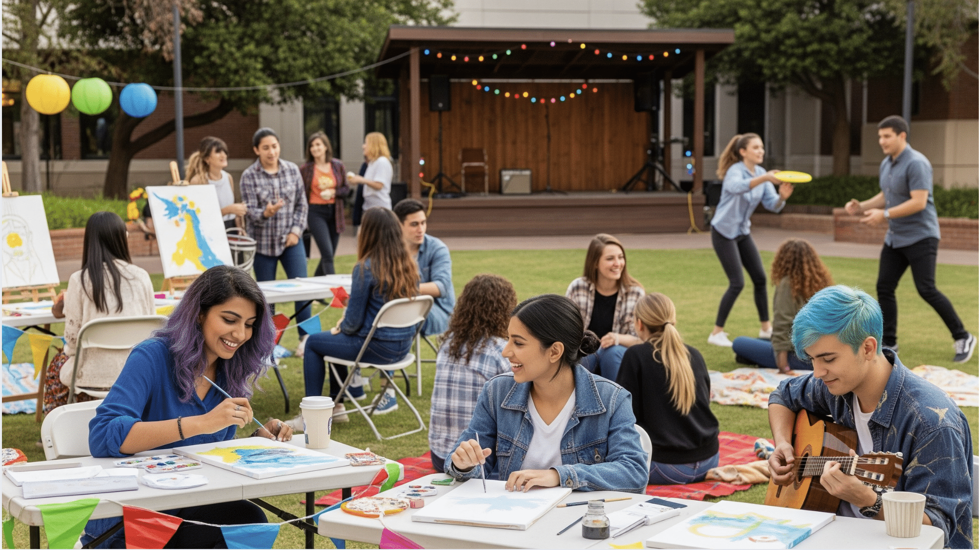 Studenți la un eveniment universitar